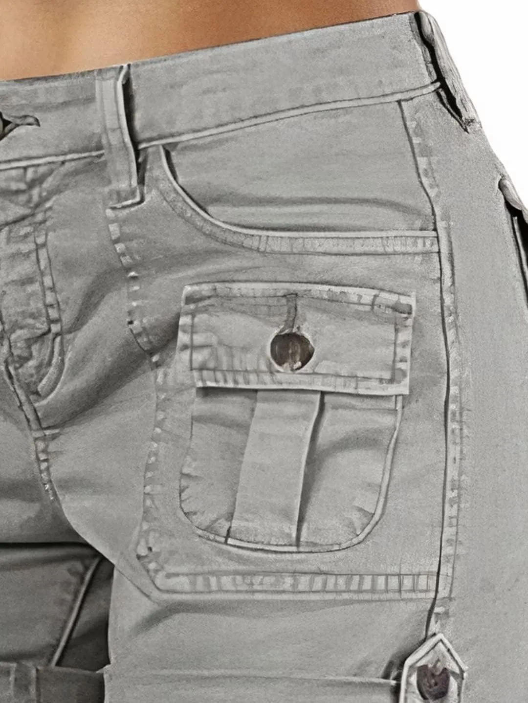 Flamingals Women's Cargo Shorts Mid Waist Trendy Summer Hiking Shorts with Flat Pocket for Women