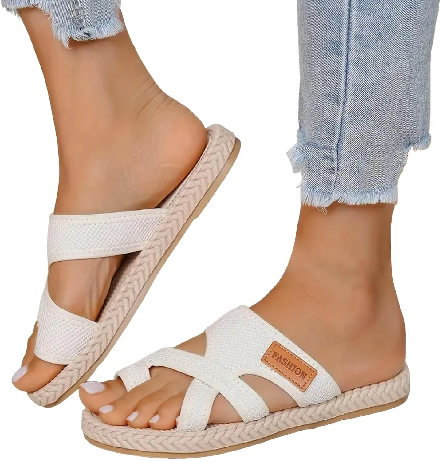 Flat Soled Open Heel Women's Slippers Fashionable And Casual Toe Hollow Lightweight Snakeskin Sandals for Women Size 12