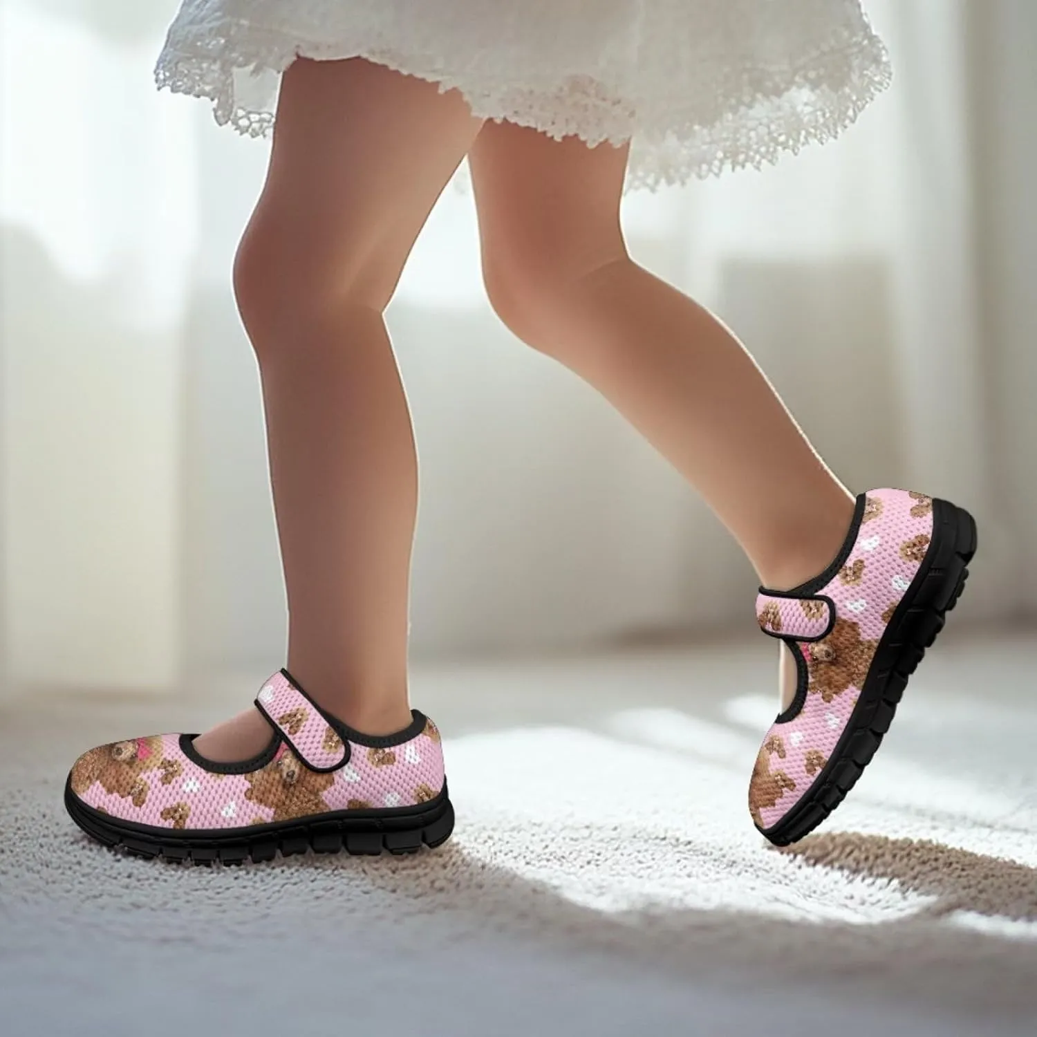 Forchrinse Funny Dachshund Print Girls Mary Jane Flats Comfort Wide Dressy Shoes for Kids/Toddler Sneakers Breathable School Shoes Size 11-2.5