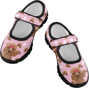 Forchrinse Funny Dachshund Print Girls Mary Jane Flats Comfort Wide Dressy Shoes for Kids/Toddler Sneakers Breathable School Shoes Size 11-2.5