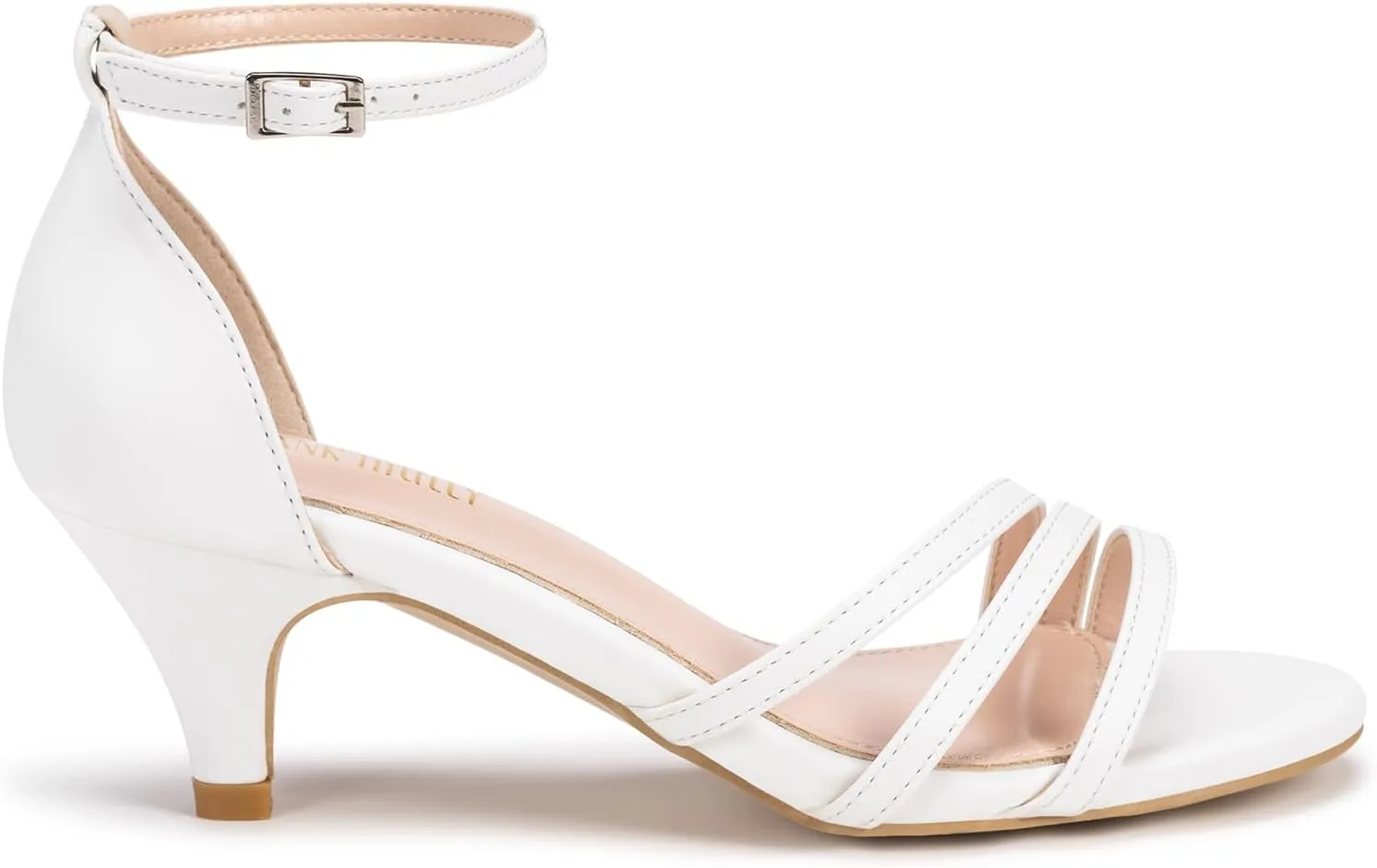 Frank Mully Women's Sparkly Low Kitten Heel Open Toe Sandals Ankle Strap Glitter Bridal Wedding Dress Pump Shoes