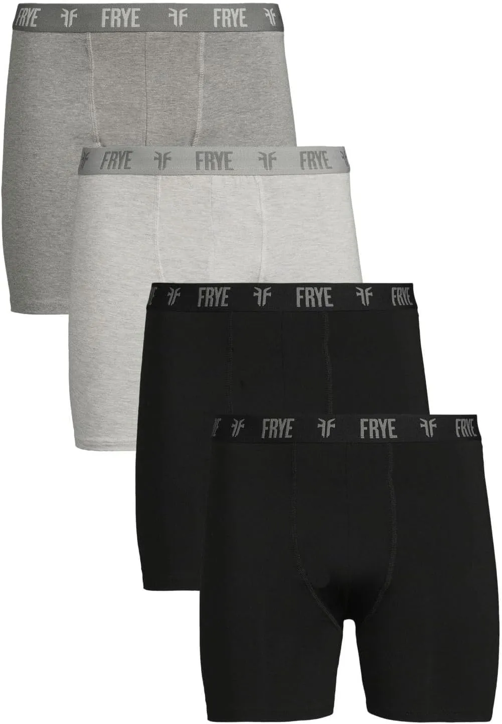 Frye Mens Boxer Briefs 4-Pack, Spandex-Cotton Boxer Briefs with Logo Waistband, Mens Underwear Cotton Stretch