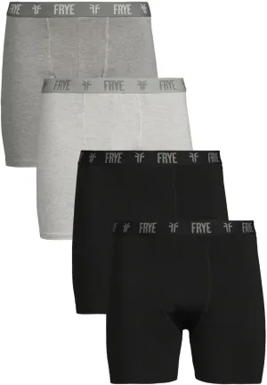 Frye Mens Boxer Briefs 4-Pack, Spandex-Cotton Boxer Briefs with Logo Waistband, Mens Underwear Cotton Stretch