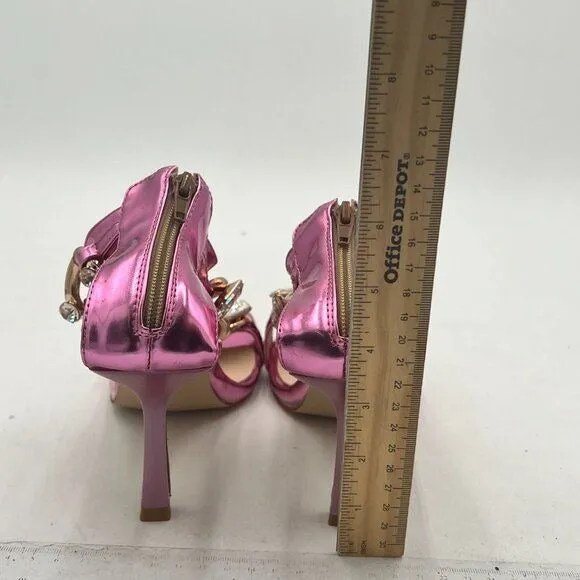 FSJ Women Cute Open Toe Low Kitten Heel Sandal Ankle Strap Buckle Basic Classic