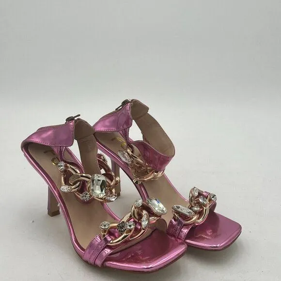 FSJ Women Cute Open Toe Low Kitten Heel Sandal Ankle Strap Buckle Basic Classic