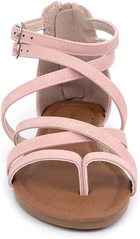 FUNKYMONKEY Girls Gladiator Strap Sandals Flat Fisherman Thong Cross Strappy Sandals