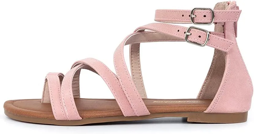 FUNKYMONKEY Girls Gladiator Strap Sandals Flat Fisherman Thong Cross Strappy Sandals