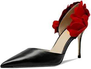 FYS Women's Graceful Pointed Toe Heeled D'Orsay Sexy Floral Stiletto High Heel Pump Crocodile Print Slip On Party Dress Date Shoes Size 4-16 US