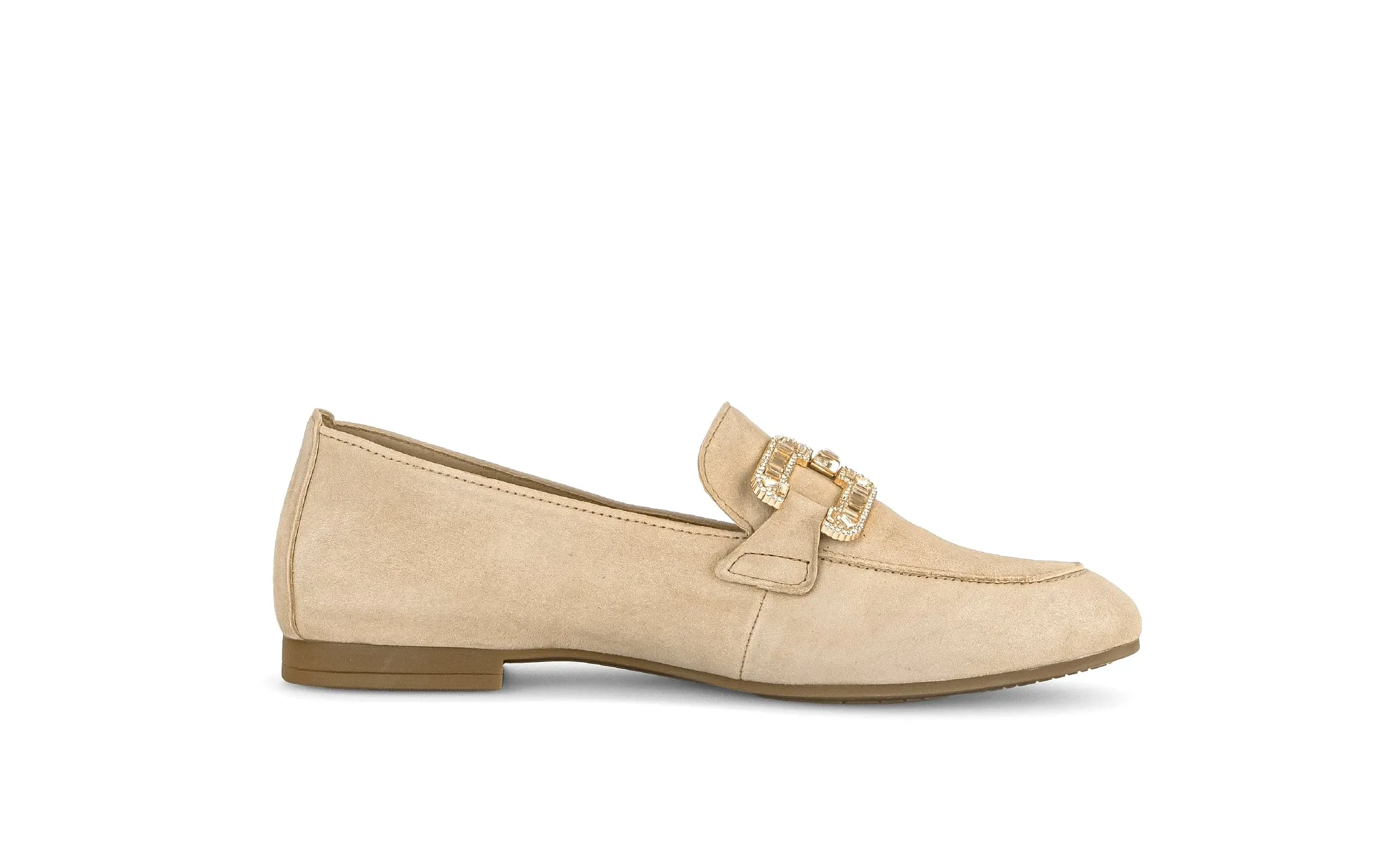 GABOR - 65.210.14 FLAT LOAFER (JEWEL DETAIL) - BEIGE NUBUCK