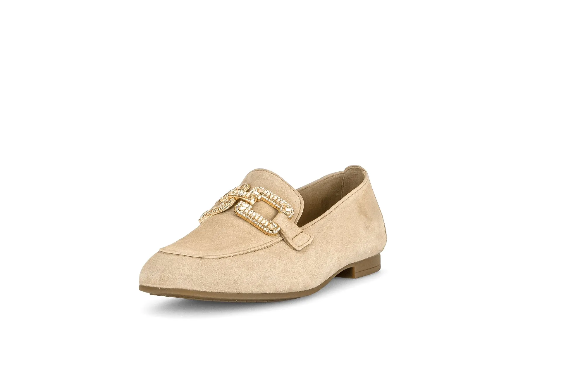 GABOR - 65.210.14 FLAT LOAFER (JEWEL DETAIL) - BEIGE NUBUCK