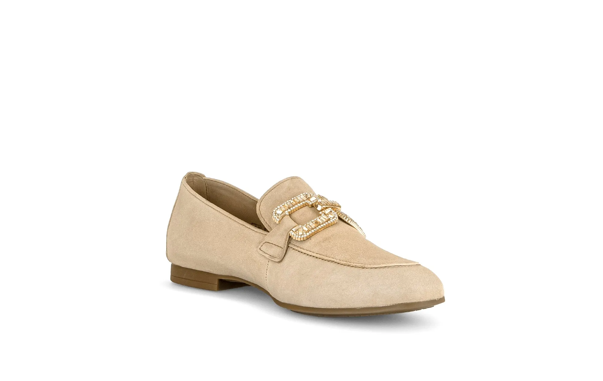 GABOR - 65.210.14 FLAT LOAFER (JEWEL DETAIL) - BEIGE NUBUCK