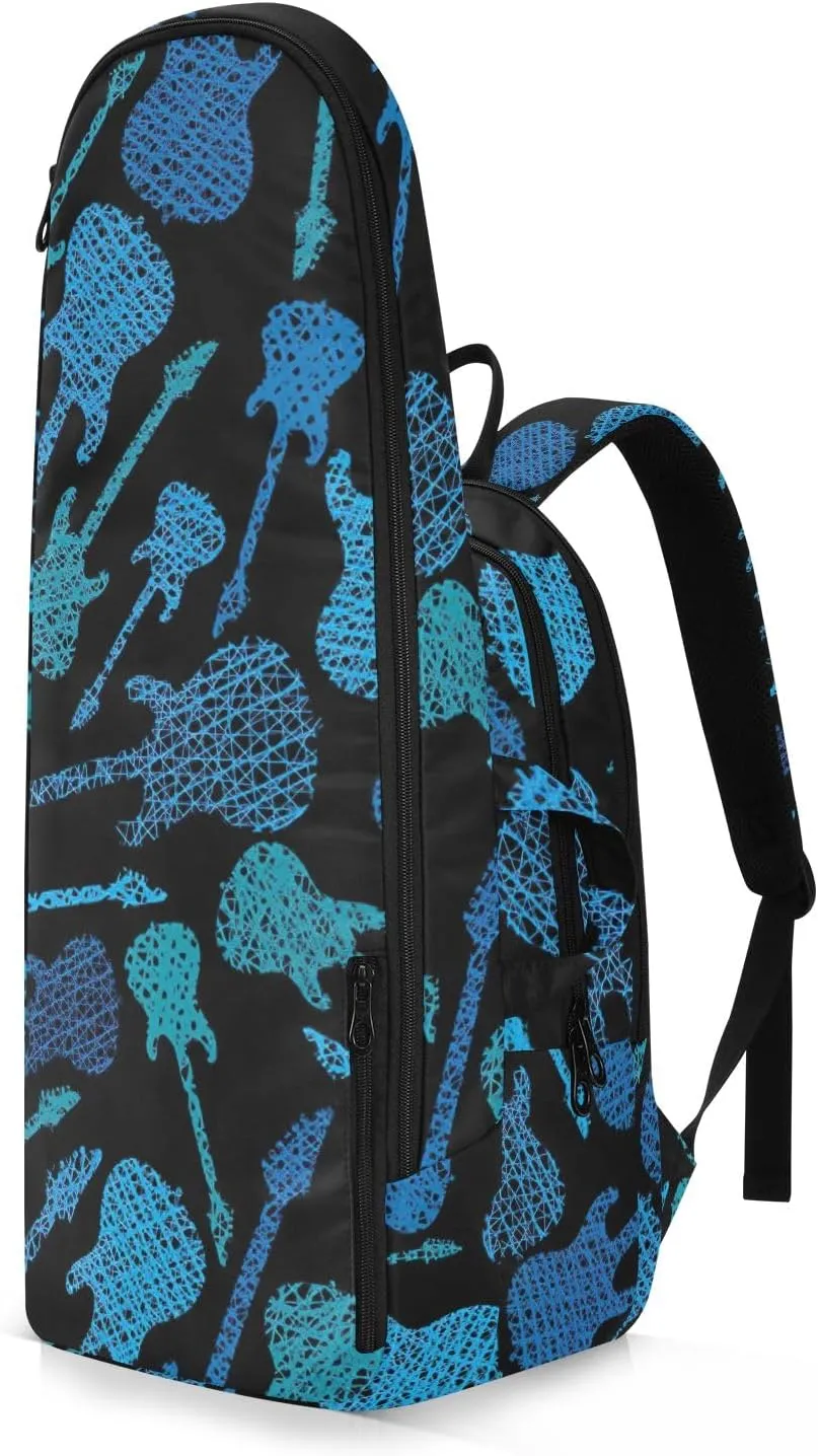 GAIGEO Basketball Sports Doodles Black Tennis Racket Backpack, Large Capacity Pickleball Holder, Various Storage Methods