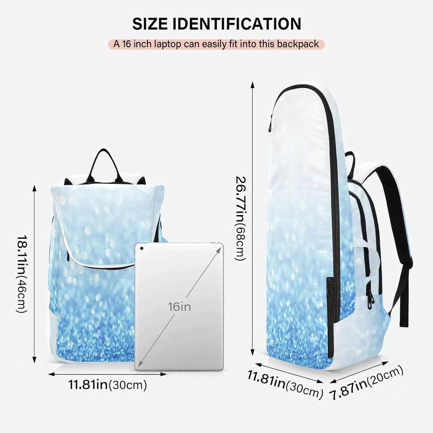 GAIGEO Dark Blue Sky Glitter Stars Sport Bag, Large Capacity Pickleball Ball Holder, Various Storage Methods