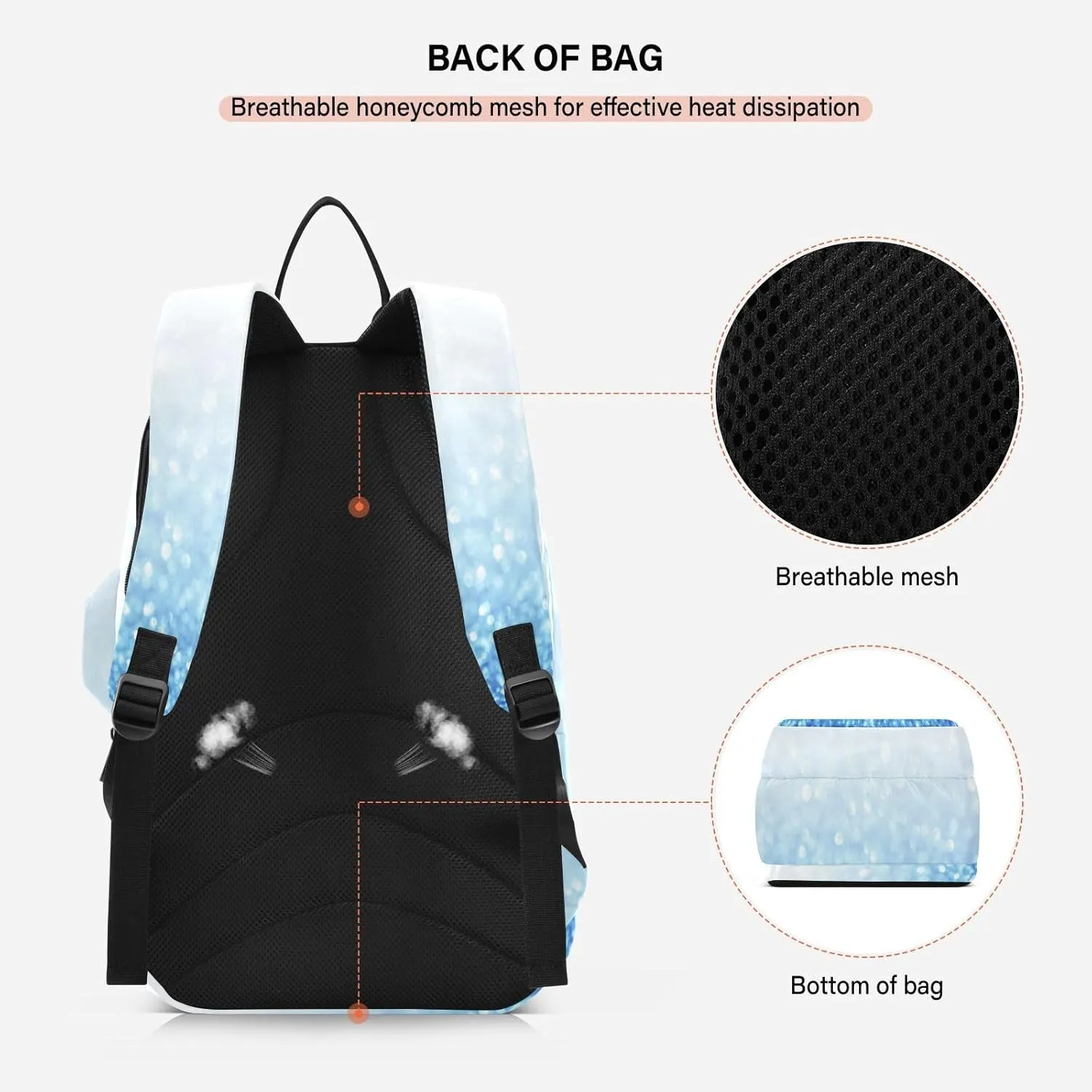 GAIGEO Dark Blue Sky Glitter Stars Sport Bag, Large Capacity Pickleball Ball Holder, Various Storage Methods