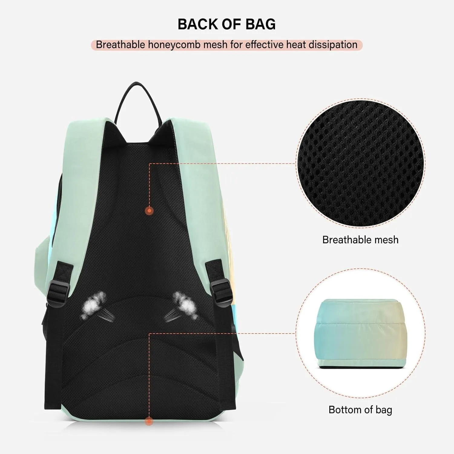 GAIGEO Teal Turquoise Glitter Sparkle Racket Bag, Multilayer Design Pickle Ball Bag, Sports and Daily Use