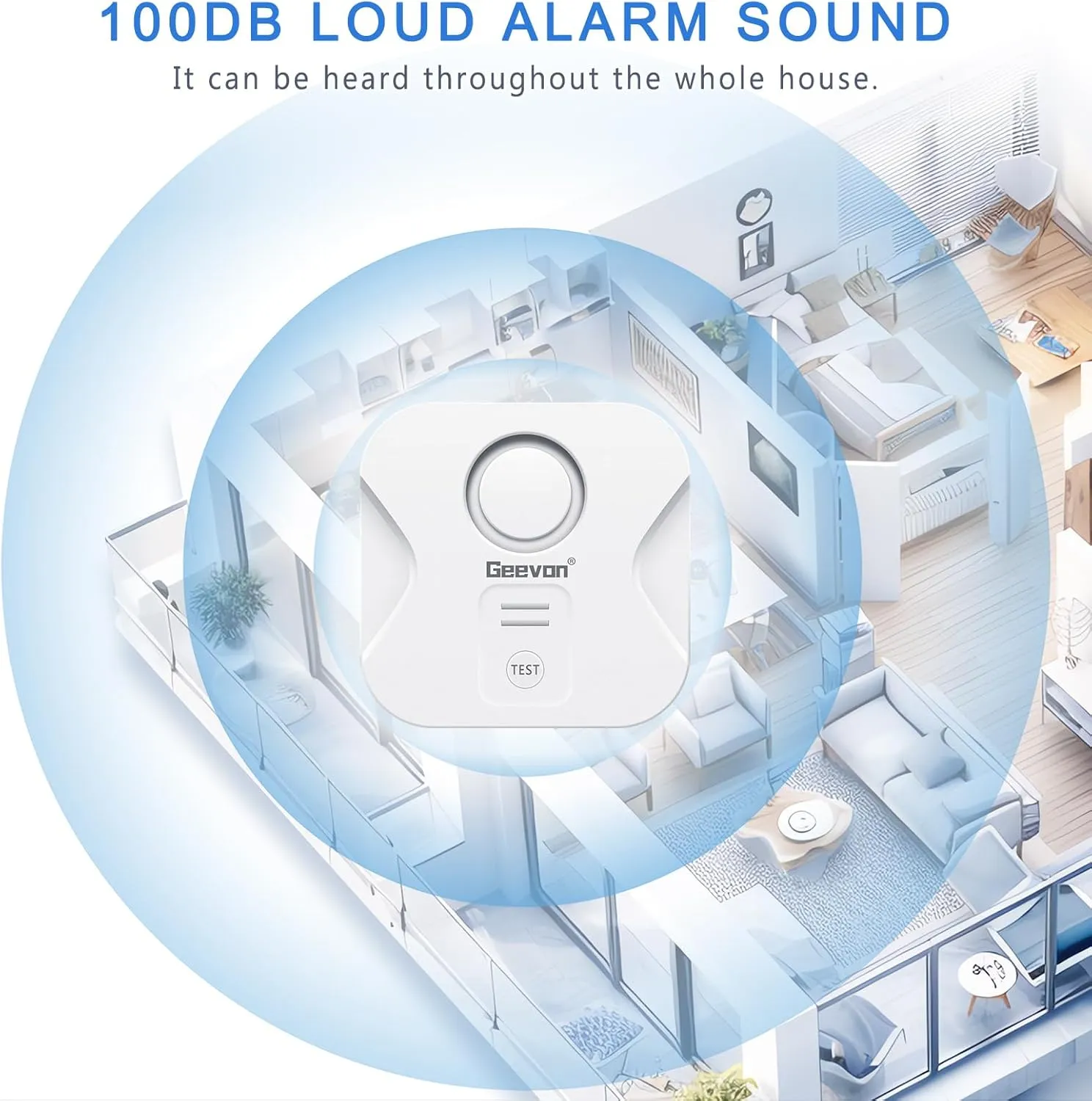 Geevon 5 Pack Water Leak Detectors for Home, 100dB Loud Water Alarm Sensor Leak Detection with Drip Alert for Basements, Laundry Rooms, Kitchen, IP56 Waterproof(Battery Included)