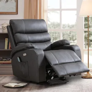 Genuine Leather Power Lift Recliner Chair Massage Adjustable for Elderly Ergonomic Sofa Single Reclining Chair Living Room Theater Seating with Lumbar Support