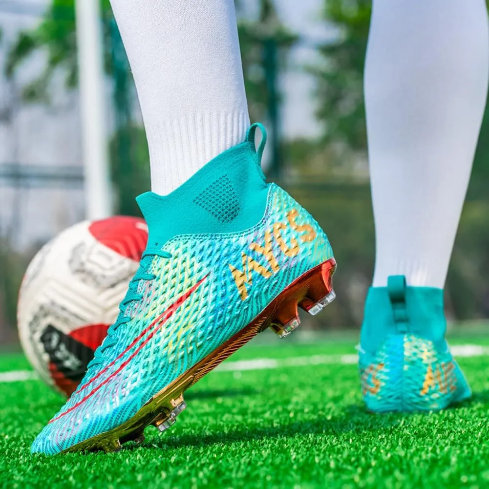 GEXECEUSS Mens High-Top Football Boots for Soccer Matches: Non-Slip Football Shoes for Team Sports - Youth Turf Soccer Sneakers