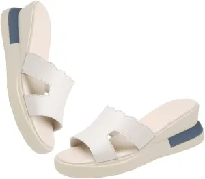 GEXECEUSS Womens Wedge Sandals Slope Heel Thick Bottom Slip On Slippers Non Slip Vintage Open Toe Sandals for Street Work School Beach