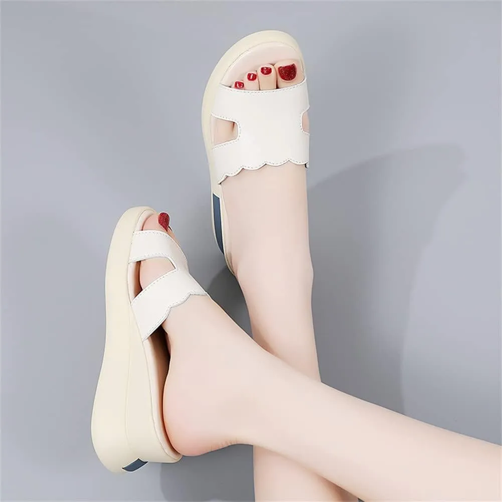 GEXECEUSS Womens Wedge Sandals Slope Heel Thick Bottom Slip On Slippers Non Slip Vintage Open Toe Sandals for Street Work School Beach