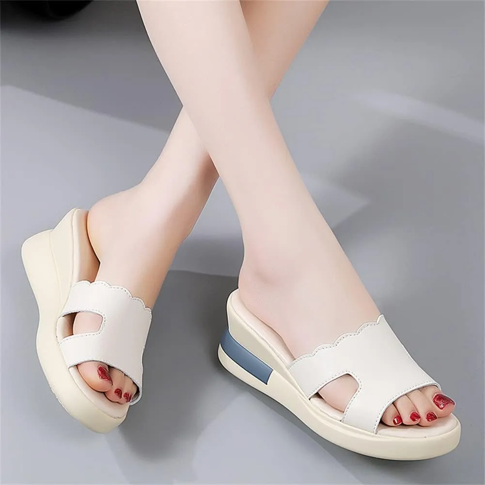 GEXECEUSS Womens Wedge Sandals Slope Heel Thick Bottom Slip On Slippers Non Slip Vintage Open Toe Sandals for Street Work School Beach