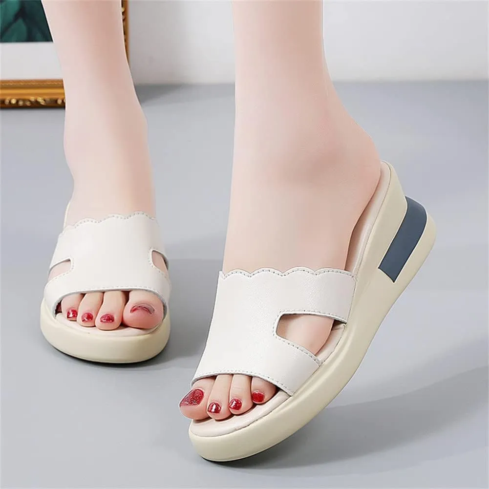 GEXECEUSS Womens Wedge Sandals Slope Heel Thick Bottom Slip On Slippers Non Slip Vintage Open Toe Sandals for Street Work School Beach