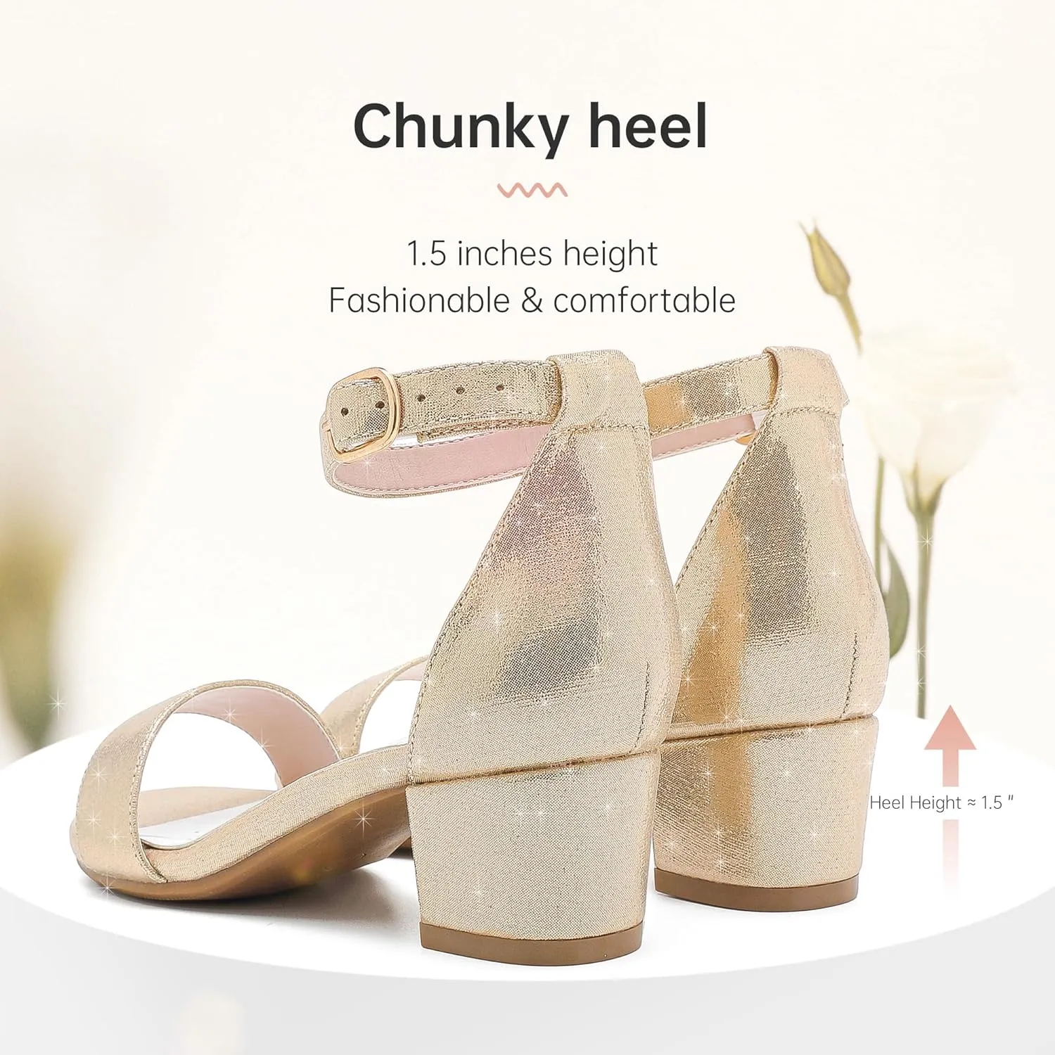 Girls High Heels Sandal for Girls Open Toe Ankle Buckle Strap Dress Shoes for Little Big Kids in Wedding Party Block Chunky Pump Sandals