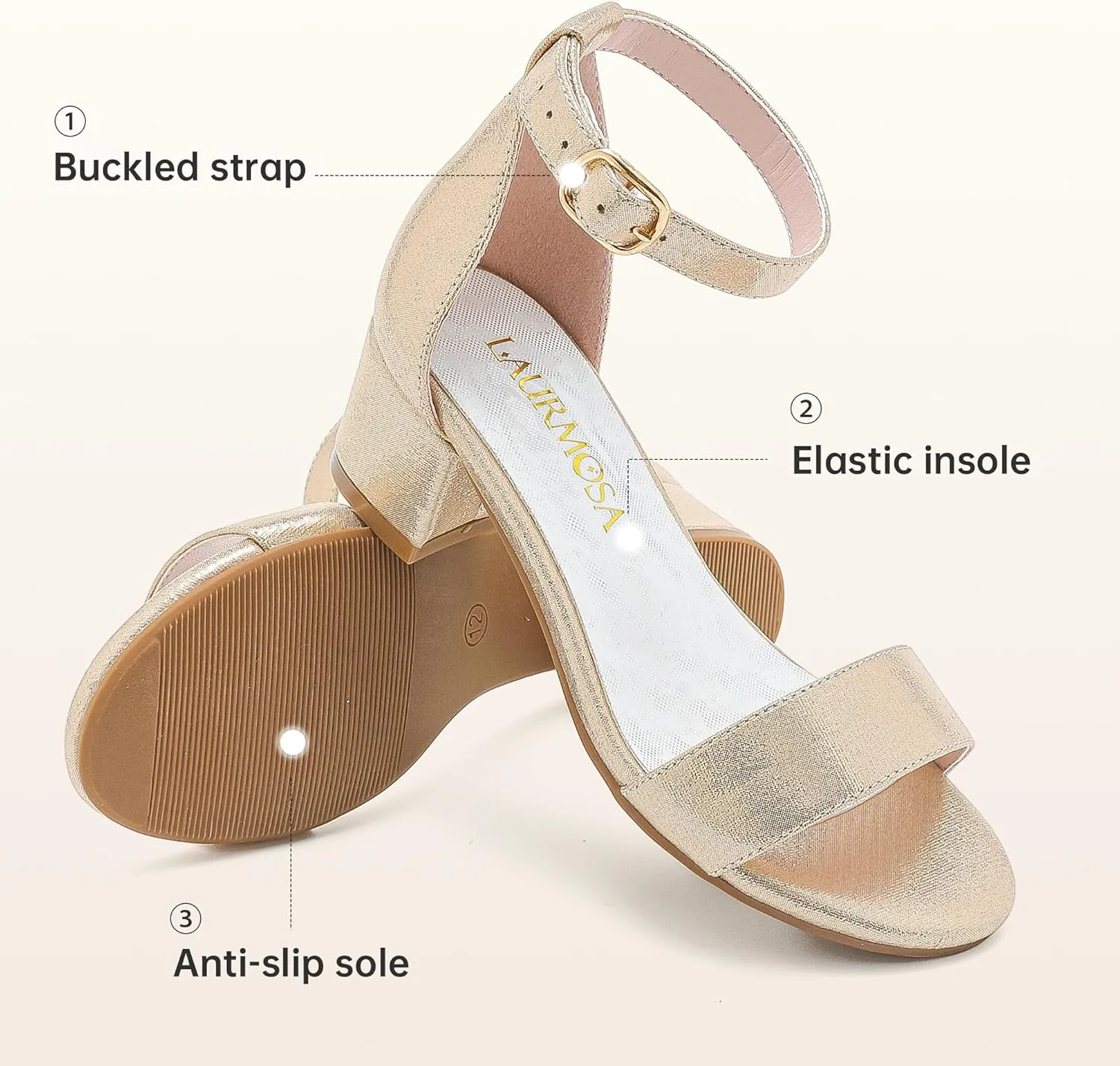 Girls High Heels Sandal for Girls Open Toe Ankle Buckle Strap Dress Shoes for Little Big Kids in Wedding Party Block Chunky Pump Sandals