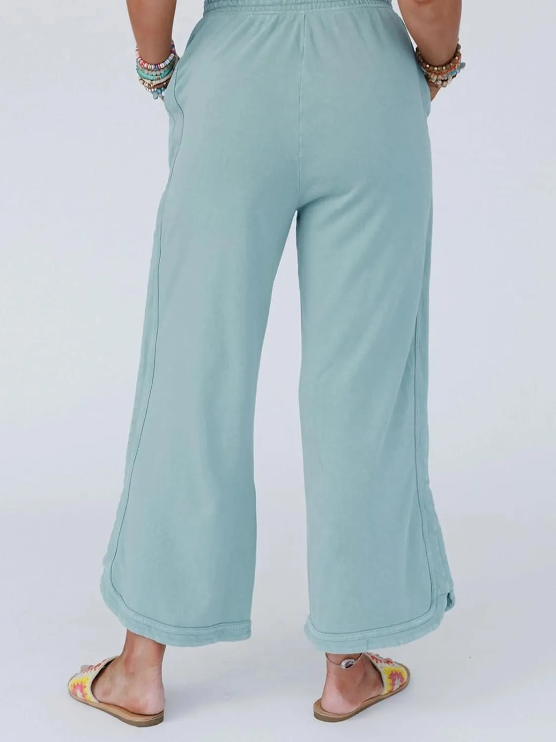 Gnveub Women's Yoga Pants Lightweight Wide Leg Sweatpants High Waisted Drawstring Loose Lounge Pant with Pockets