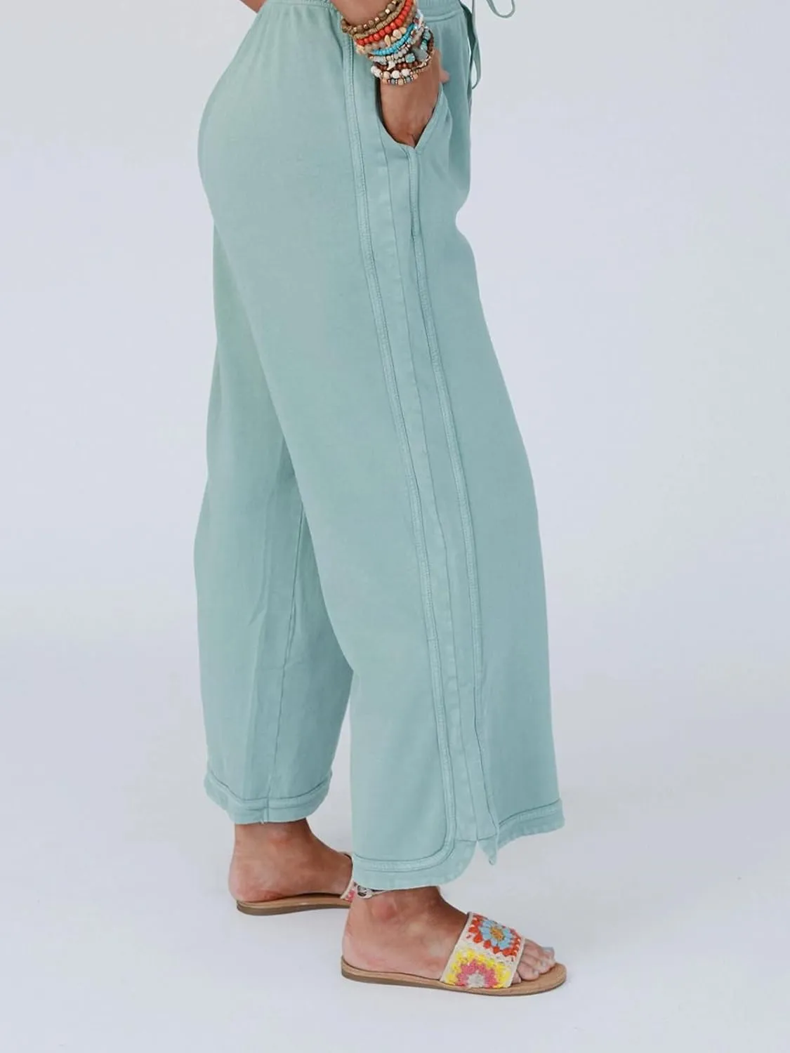 Gnveub Women's Yoga Pants Lightweight Wide Leg Sweatpants High Waisted Drawstring Loose Lounge Pant with Pockets