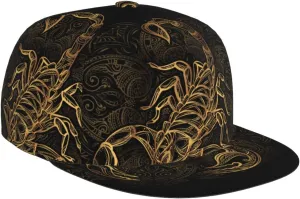 Gold Scorpion Fashion Flat Brim Baseball Cap :>> Suitable for Daily Going Out Sports Outdoor Available in Four Seasons