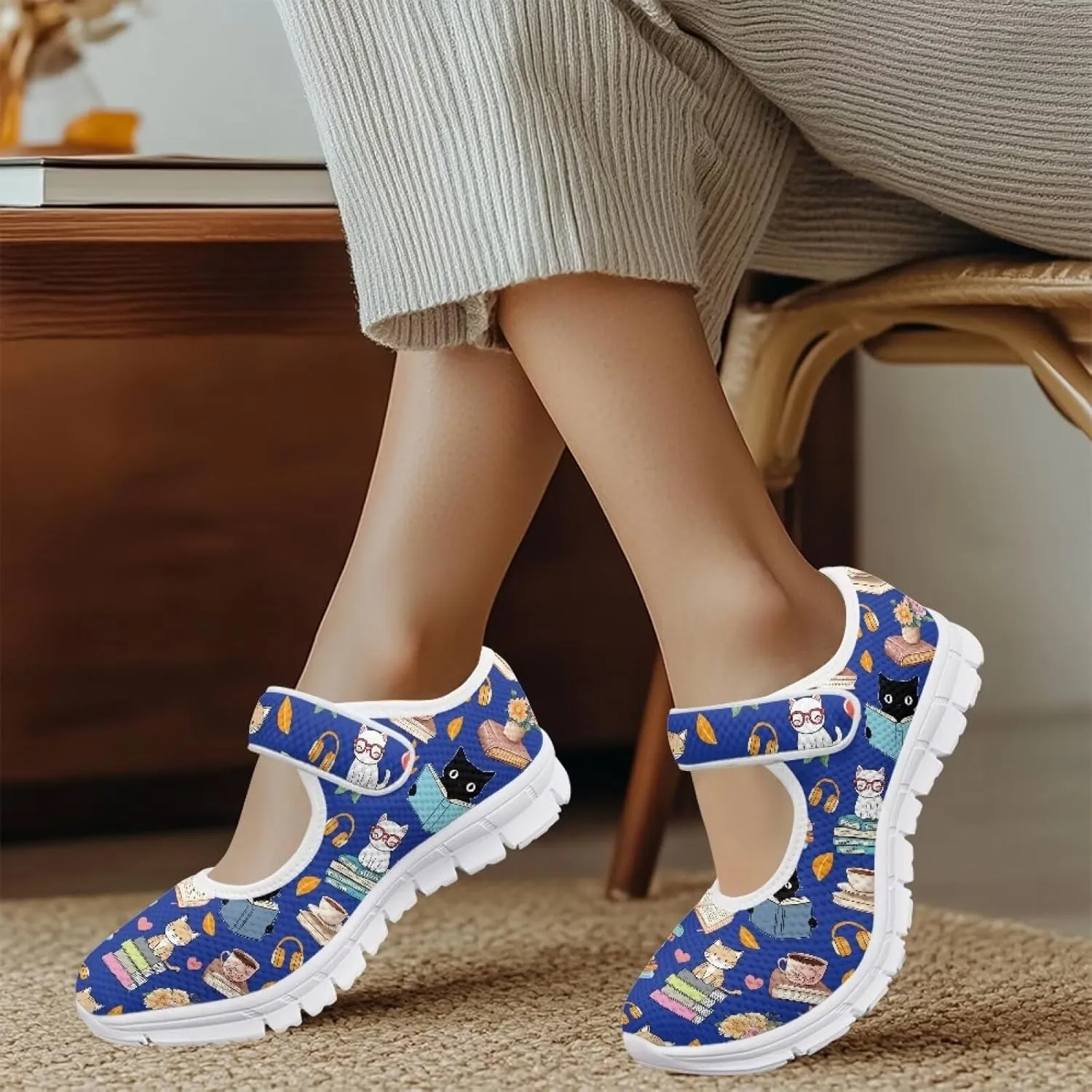GOSTONG Women's Walking Shoes Lightweight Non Slip Round Toe Casual Shoes Breathable Mesh Daily Sneakers Nurses Work Flat Shoe Size 5.5-10