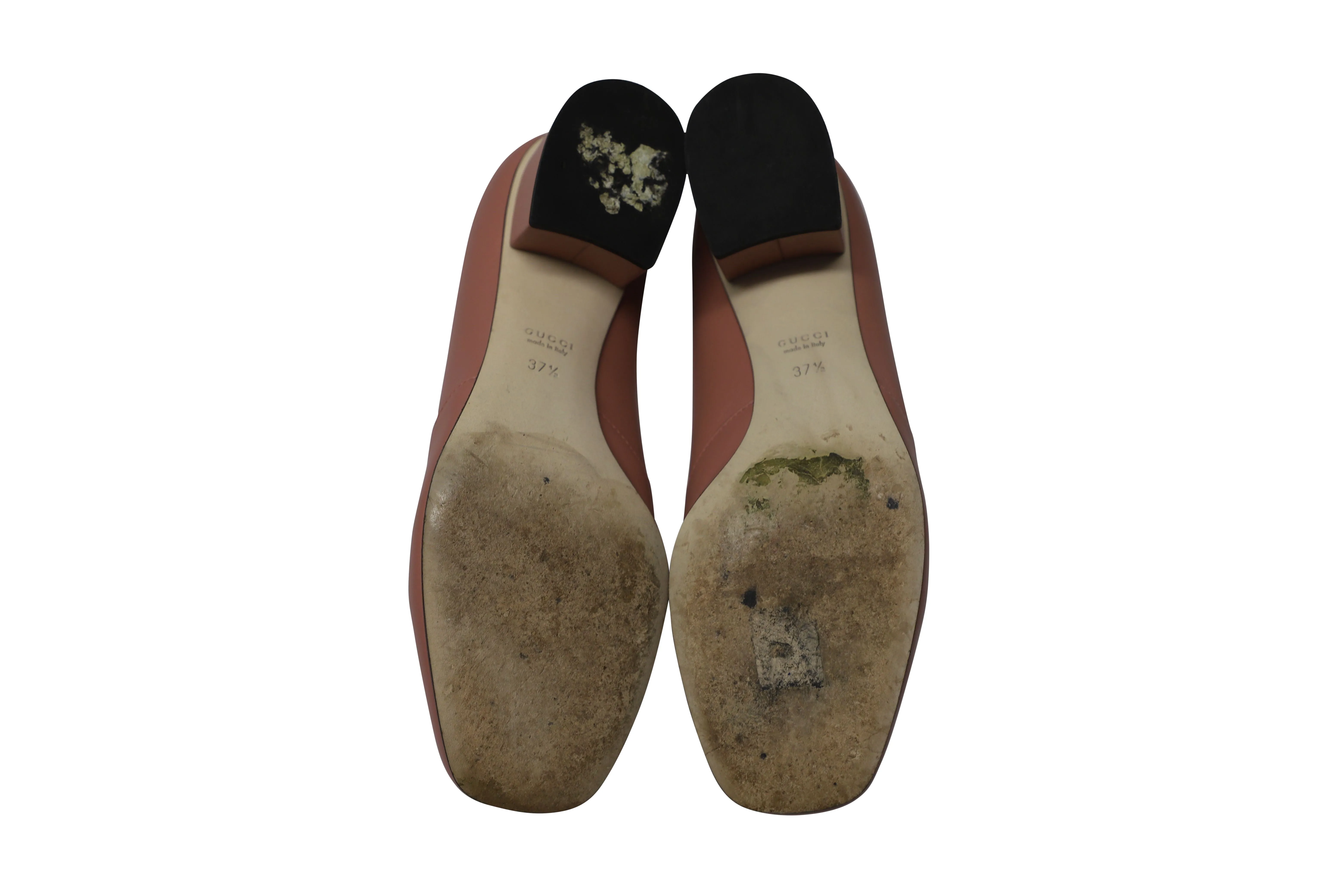 Gucci Horsebit Block Heel Loafer Pumps in Pink Leather