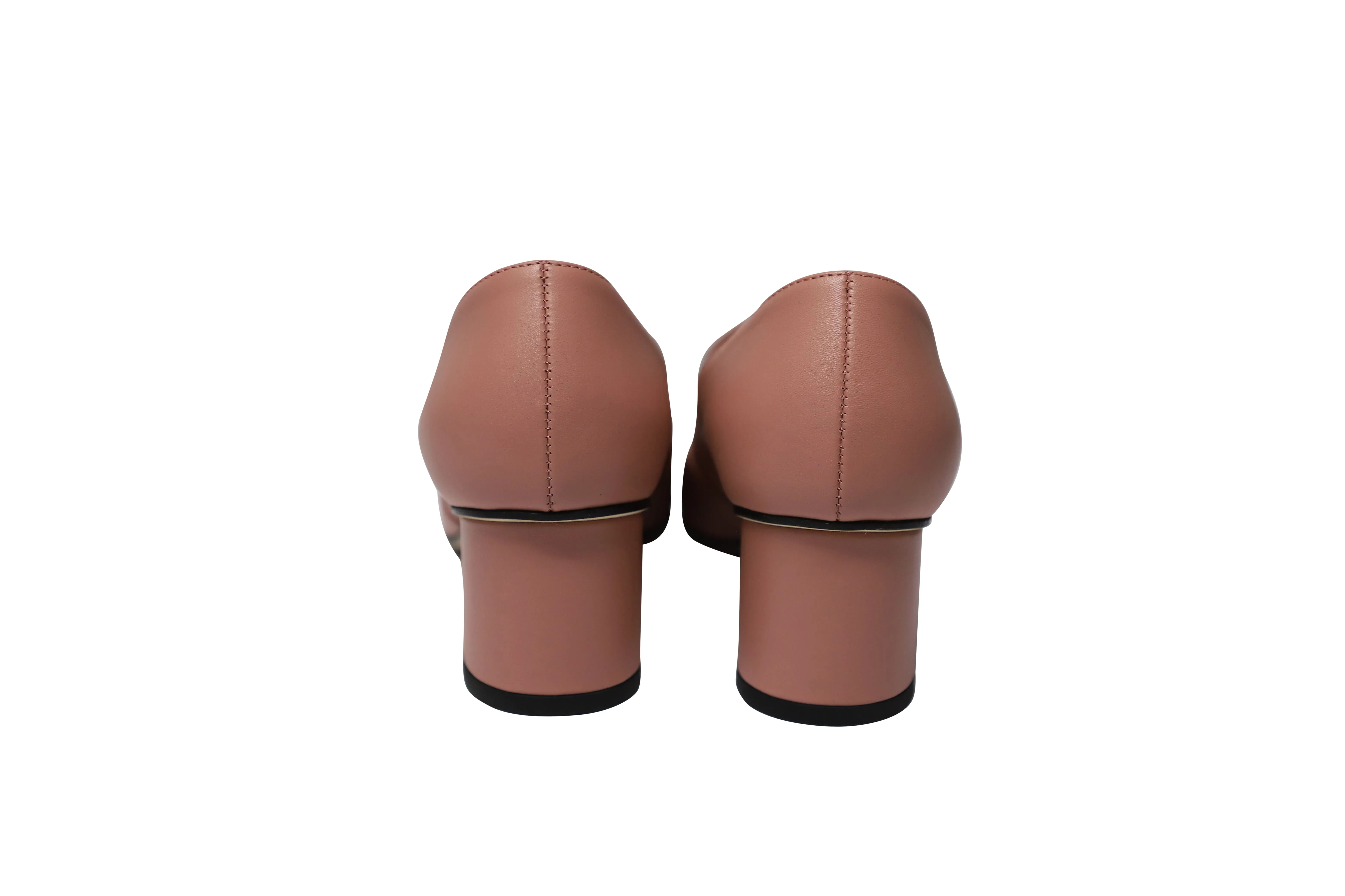 Gucci Horsebit Block Heel Loafer Pumps in Pink Leather