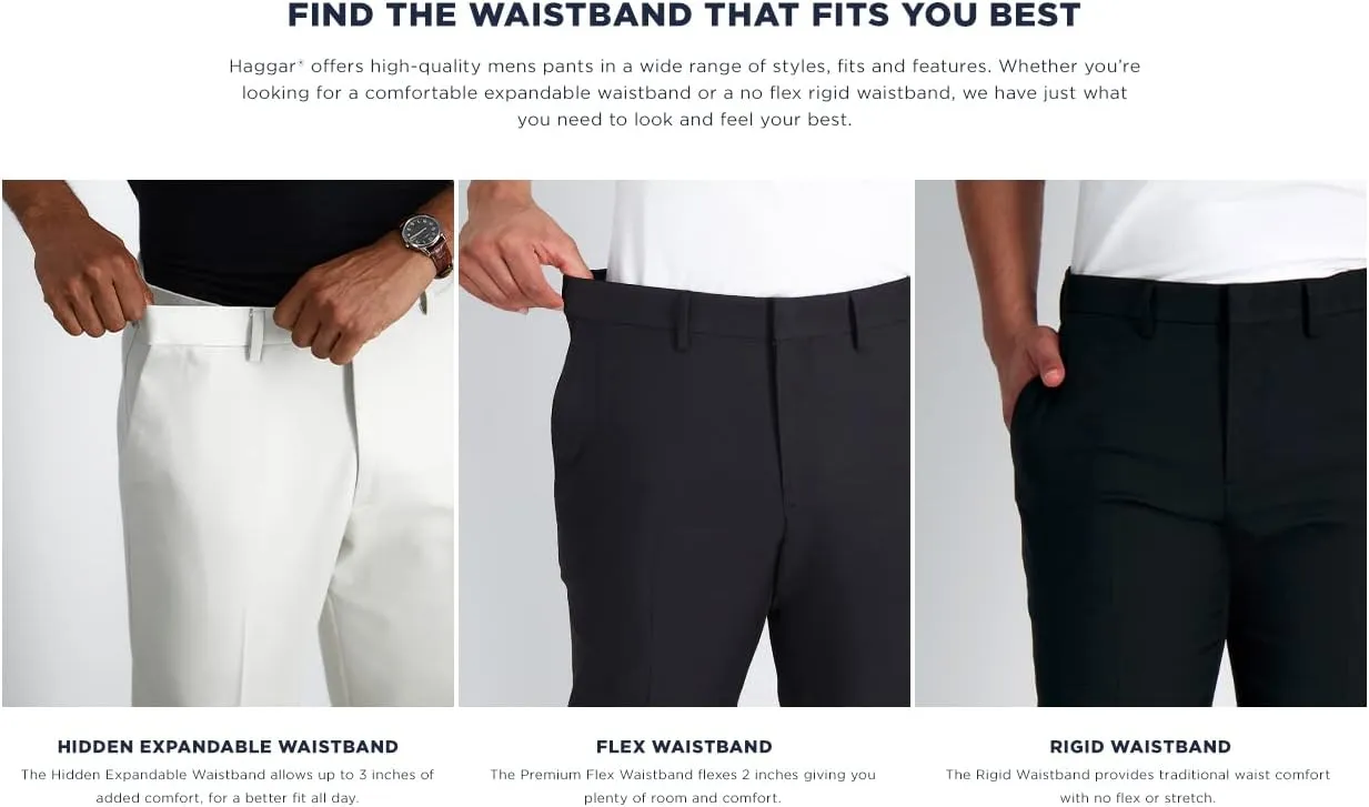 Haggar Men's Cool Right Performance Flex Solid Classic Fit Flat Front Pant (Regular and Big & Tall Sizes)