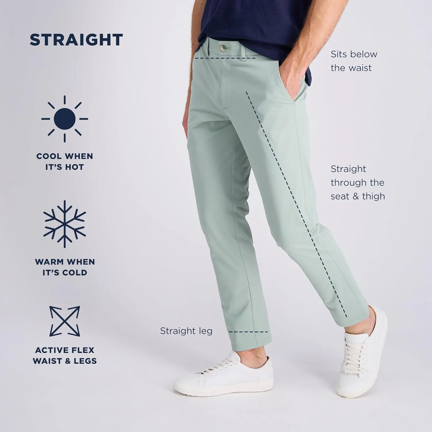 Haggar Men's Sport Travel Performance Straight Fit Flat Front Stretch Casual Pant