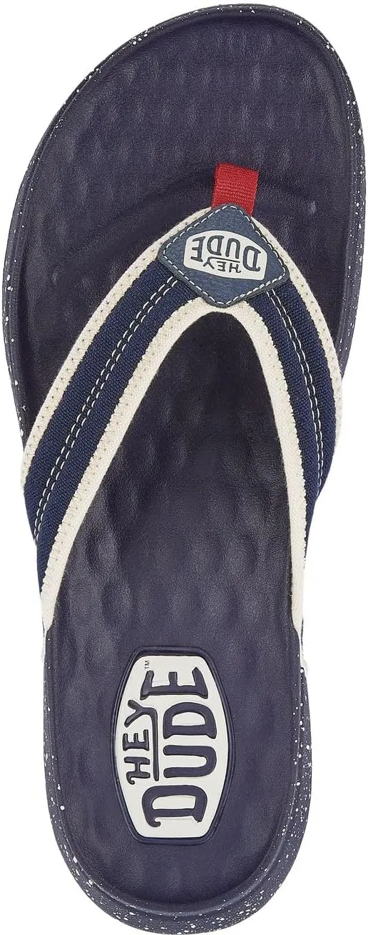 Hey Dude Men's Myers Flip Classic Black/Black | Men's Shoes | Men Slip-on Sandals | Comfortable & Light-Weight