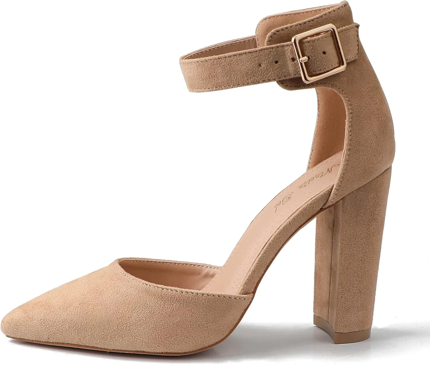 High Heels.Chunky Heel Pointed Closed Toe Pump Shoes,Party Wedding Fashion Shoes,Gifts for Women