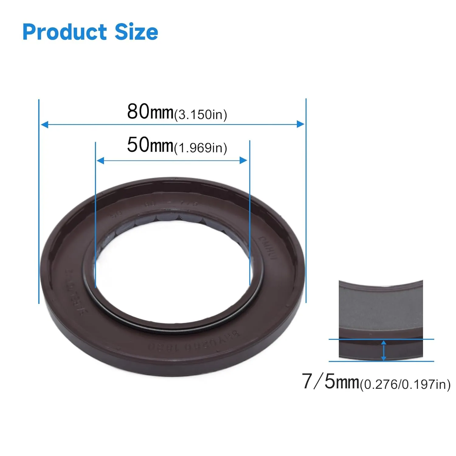 High Pressure Rotary Shaft Oil Seals 50x80x7/5mm, BABSL10FX2 Type FKM Double Lip Hydraulic Axial Piston Pump Seals for Rexroth A4V(T) G90, A4VG105 Pump, Brown, 1904004