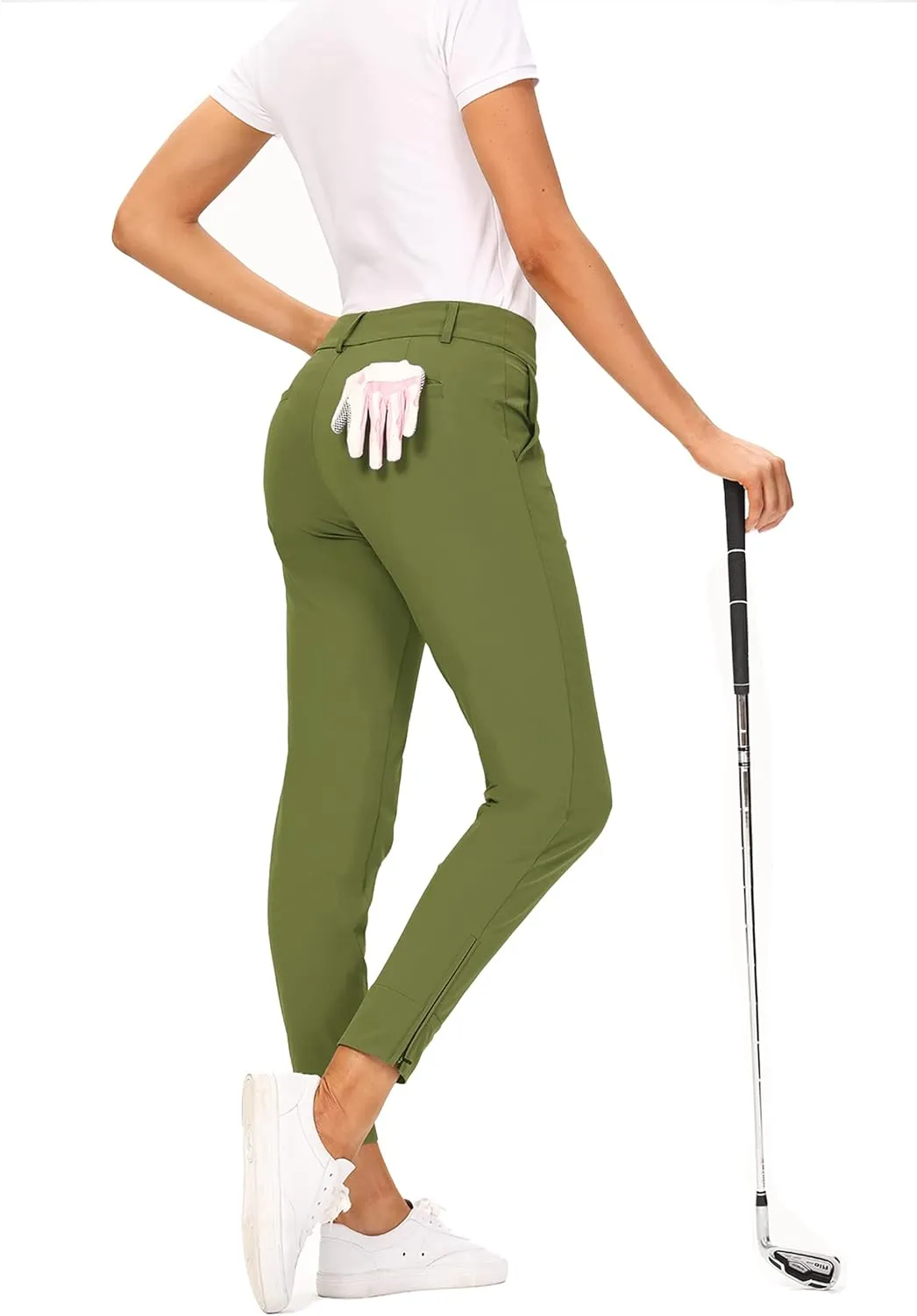 Hiverlay Womens pro Golf Pants Quick Dry Slim Lightweight Work Pants with Straight Ankle Also for Hiking or Casual Ladies