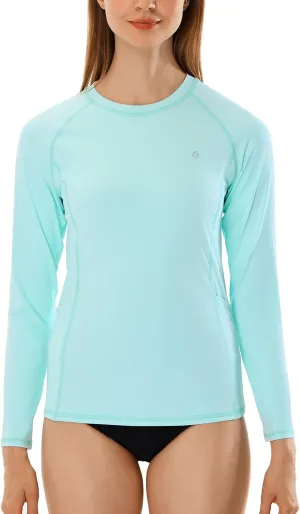 HODOSPORTS Rash Guard for Women UPF 50  Swim Shirt with Pockets Sun Protection Shirts Lightweight Long Sleeve