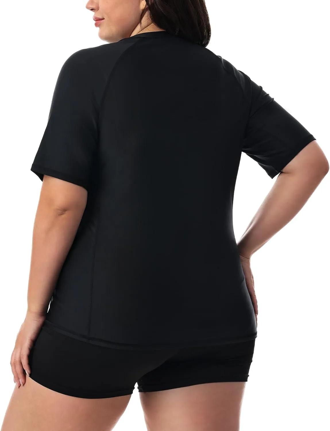 HODOSPORTS Women's Plus Size Rash Guard UPF 50  Swim Shirt Sun Protection Swimsuit Top Short Sleeve 1X-6X