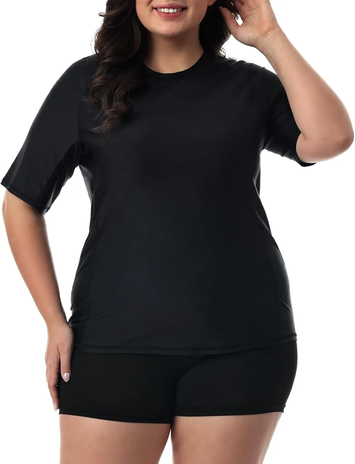 HODOSPORTS Women's Plus Size Rash Guard UPF 50  Swim Shirt Sun Protection Swimsuit Top Short Sleeve 1X-6X