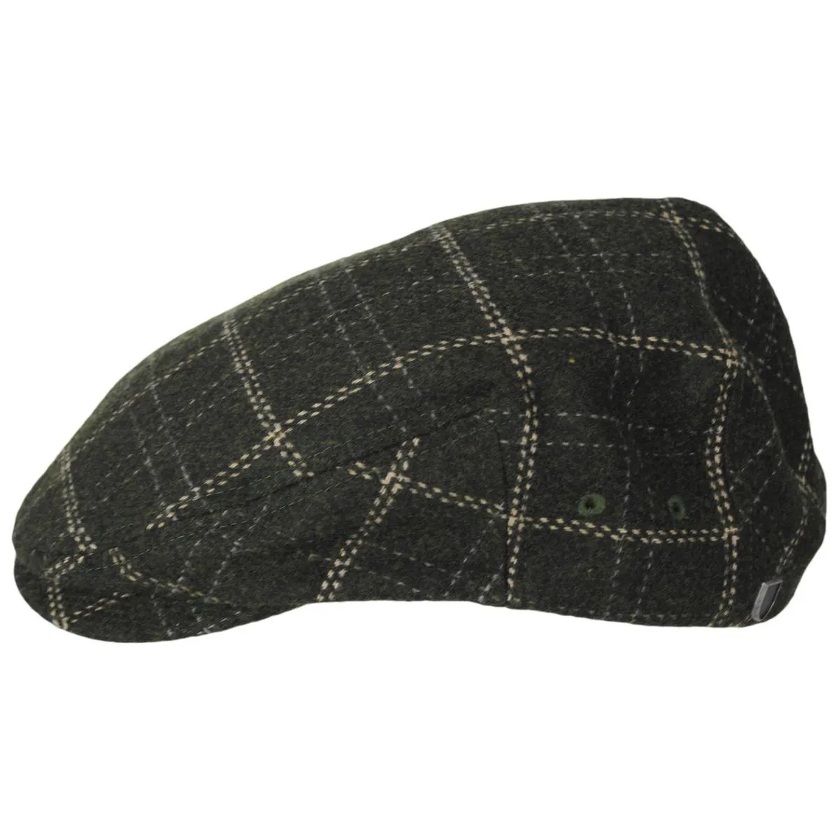 Hooligan Lightweight Windowpane Plaid Ivy Cap - Moss/Beige
