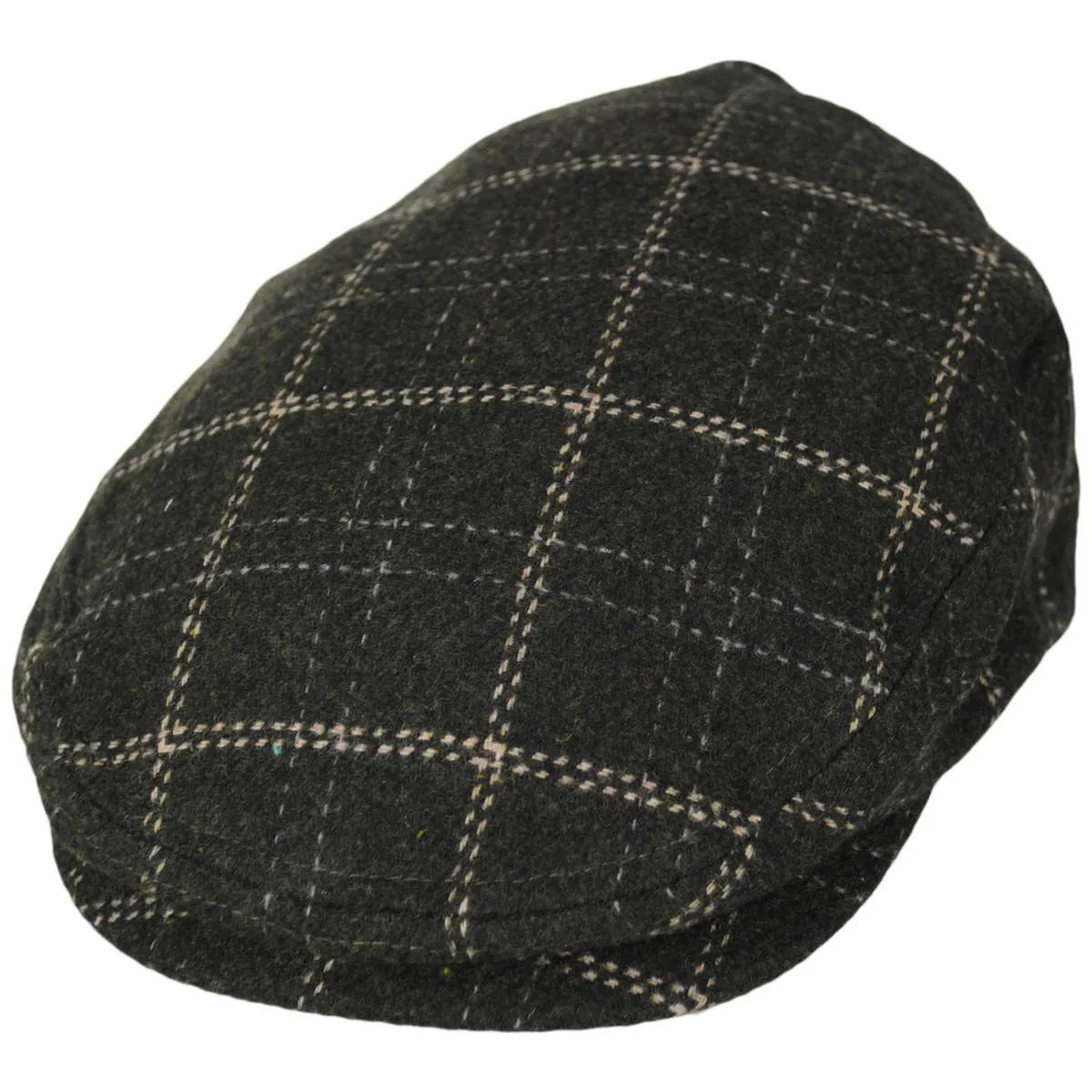 Hooligan Lightweight Windowpane Plaid Ivy Cap - Moss/Beige