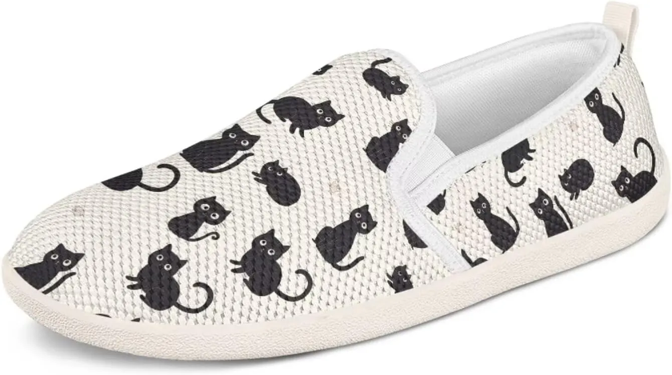 Howilath Cats Pattern Flat Shoes for Women Slip on Sneakers Lightweight Anti-Skid No Laces Running Sneakers