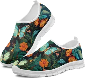 Hummingbird Floral Print Lightweight Walking Shoes for Women Mesh Casual Sneakers Size 5-10.5