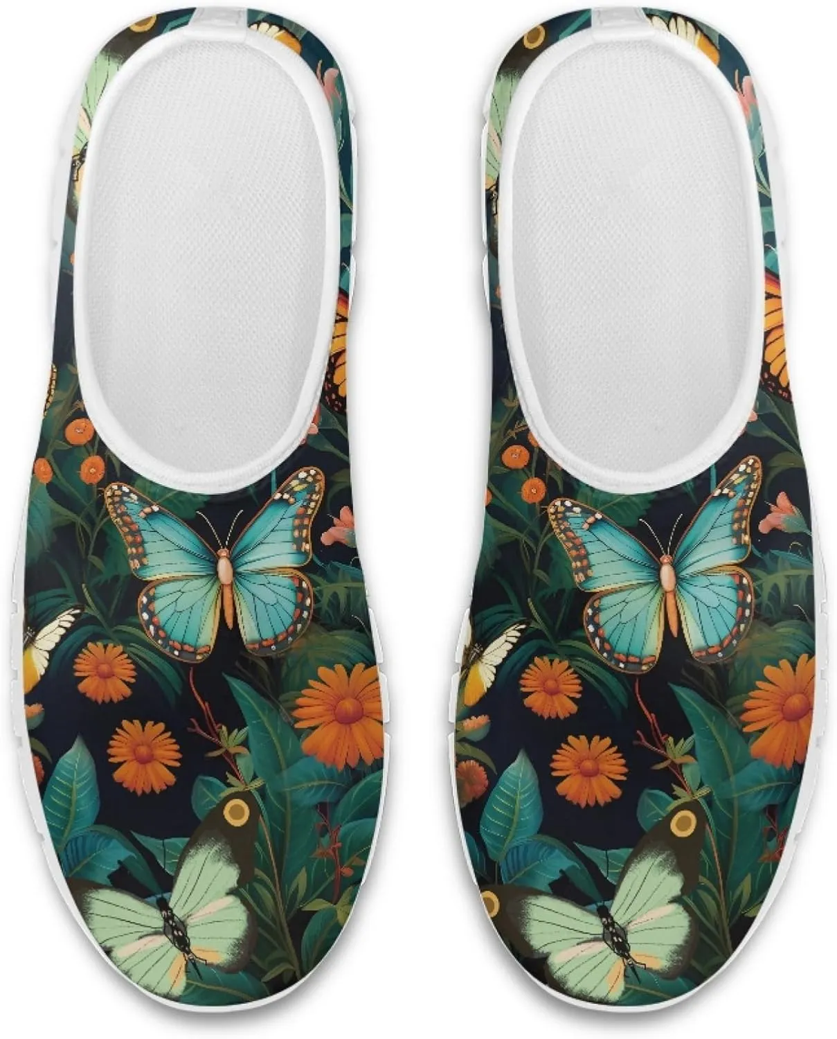 Hummingbird Floral Print Lightweight Walking Shoes for Women Mesh Casual Sneakers Size 5-10.5
