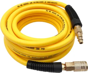Hybrid Air Hose 1/4-Inch x 25FT，Air Compressor Hose 300 PSI Heavy Duty, Lightweight, Kink Resistant, All-Weather Flexibility with 1/4-Inch Industrial Air Fittings and Bend Restrictors,Yellow
