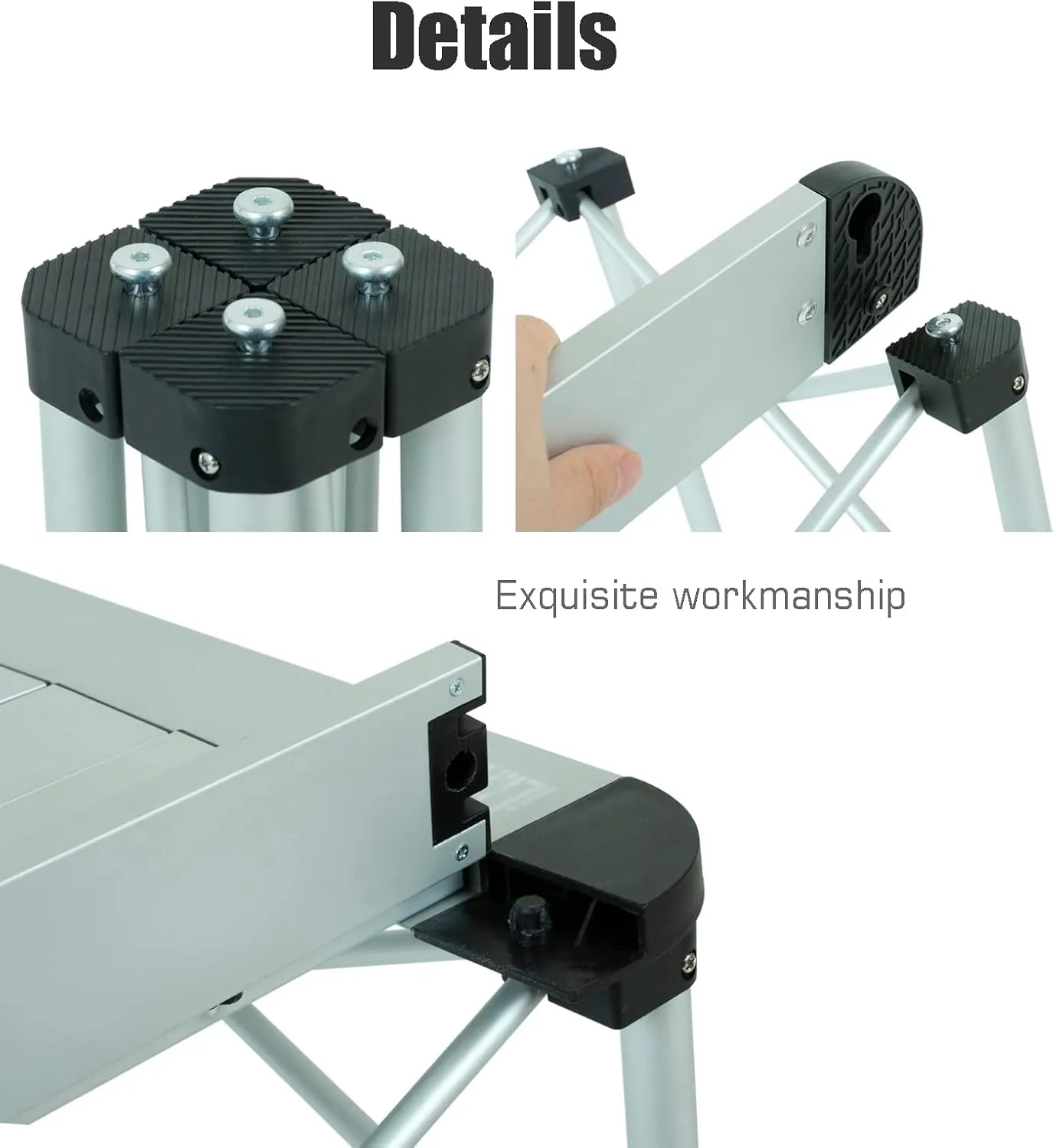 iClimb Lightweight Stable Alu. Folding Square Table Roll Up Top with Carry Bag for Camping Picnic Backyards BBQ Camp Kitchen (Nature, S)